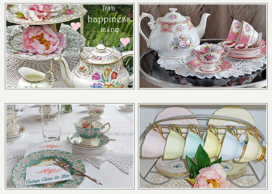 Vintage china for hire high tea Napier NZ